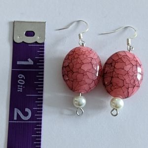 Handmade beaded pearl dangle earrings